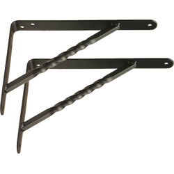 AMIG Plankdrager/steun/beugel Spiraal - 2x - metaal - zwart - H200 x B150 mm - Tot 225 kg - Plankdragers