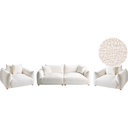 LUVOS - Banken set - Gebroken wit - Bouclé