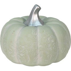 Clayre & Eef Decoratie Pompoen Ø 23x18 cm Groen Zilverkleurig Keramiek