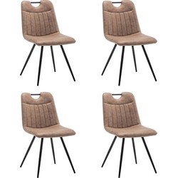 Eetkamerstoelen set van 4 - Leon - Microvezel - Taupe