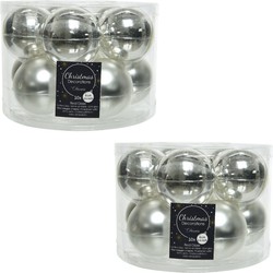 Kerstboomversiering zilveren kerstballen van glas 6 cm 20x stuks - Kerstbal