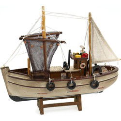 Vissersboot schaalmodel - Hout - 30 x 8 x 27 cm - Boten - Beeldjes