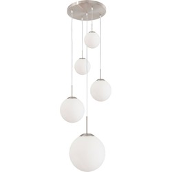 Steinhauer - Bollique - hanglamp 5 lichts - wit glas