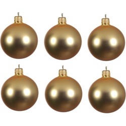 6x Glazen kerstballen mat goud 6 cm kerstboom versiering/decoratie - Kerstbal