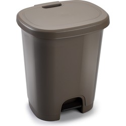 Kunststof afvalemmers/vuilnisemmers taupe 27 liter met pedaal - Pedaalemmers