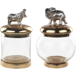 LAKI - Decoratieve potten set van 2 - Goud - Aluminium