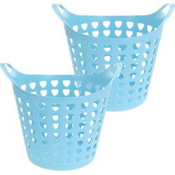 Flexibele wasmand - 2x - blauw - 26 liter - kunststof - 40 x 42 cm - Wasmanden