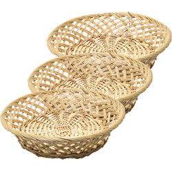 Broodmand rond - 3x - kunststof - D33 cm - mandje rotan/riet - broodmand