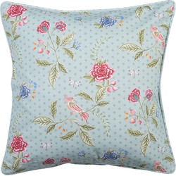 Clayre & Eef Kussenhoes  40x40 cm Blauw Groen Katoen Vierkant Bloemen Sierkussenhoes