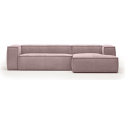 Kave Home - 3-zitsbank Blok corduroy roze met chaise longue rechts 300 cm