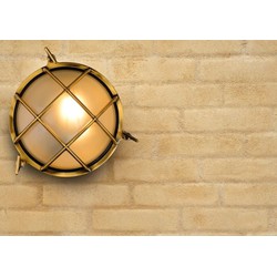 Klassiek verfijnd design wandlamp buiten 25 cm Ø mat goud/messing