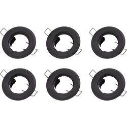 Groenovatie Inbouwspot, Rond, Vast, Mat Zwart, 6-Pack
