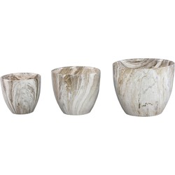 PTMD Bloempot Miah - 25x25x21 cm - Keramiek - Beige - Set van 3