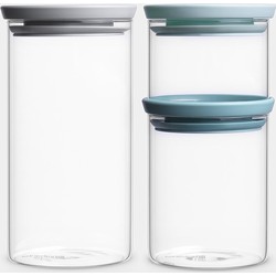 Set of 3 Stackable Glass Jars, 0.3, 0.6 and 1.1 litre - Mixed