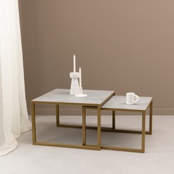 Stalux Salontafelset 'Lisa' 65 en 50cm, kleur goud / beton