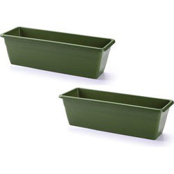 PlasticForte Plantenbak - 4x - groen - rechthoekig - 50x17x15 cm - Plantenbakken