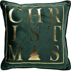 Geen merk CHRISTMAS - Kussenhoes 45x45 cm - Kerst - Mountain View - donkergroen - Dutch Decor kerst collectie