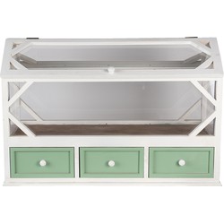 Clayre & Eef Decoratie kweekkastje  76x33x51 cm Wit Groen Hout Glas Rechthoek Kweekkas