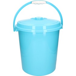 Afsluitbare emmer met deksel 21 liter blauw - Emmers