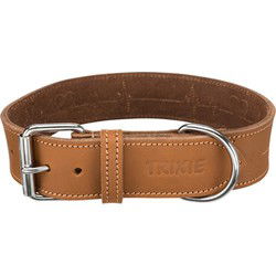 TRIXIE HALSBAND HOND RUSTIC VETLEER HEARTBEAT BRUIN 47-55X4 CM