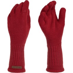 Knit Factory Lana Gebreide Dames Handschoenen - Polswarmers - Bordeaux - One Size