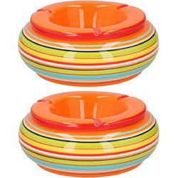 Storm asbak 2x stuks Keramiek oranje/multi-kleur 17 x 8 cm - Asbakken