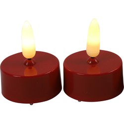 Countryfield LED kaarsjes theelichtjes - 2x stuks - rood - warm wit - LED kaarsen