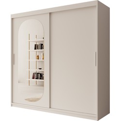Meubella Kledingkast Bodhi - Wit - 200 cm - Met spiegel