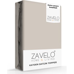 Zavelo Deluxe Katoen-Satijn Topper Hoeslaken Taupe-1-persoons (90x200 cm)