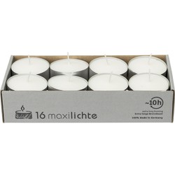 16x Maxi grote theelichten wit 10 branduren in doos - Waxinelichtjes