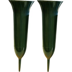 2x Kerkhof groene grafvazen 37 cm - Vazen