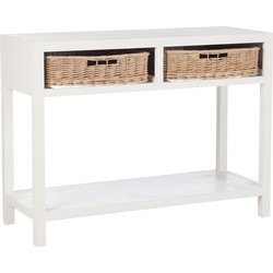 J-line - Console + 2 Manden Hout Wit - 110.5x44x82cm