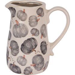Clayre & Eef Decoratie Kan 16x12x18 cm Beige Grijs Keramiek Pompoen