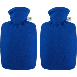 2x Warm water kruiken blauw 1,8 liter fleece hoes - Kruiken