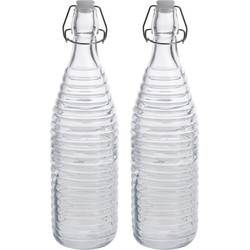 2x Glazen decoratie flessen transparant met beugeldop 1000 ml - Drinkflessen