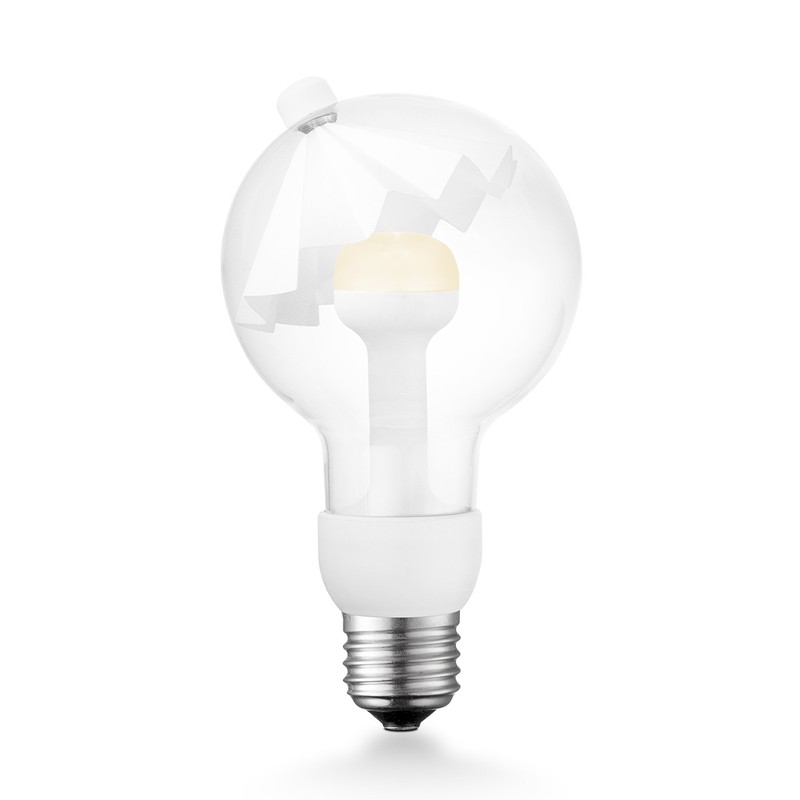 Design LED Lichtbron Move Me - Wit - G80 Umbrella LED lamp - 8/8/13.7cm - Met verstelbare diffuser via magneet - geschikt voor E27 fitting - 3W 220lm 2700K - warm wit licht - 