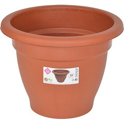 Terra cotta kleur ronde plantenpot/bloempot kunststof diameter 25 cm - Plantenpotten