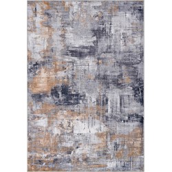 Vercai Rugs Cashmere Collectie - Laagpolig Vloerkleed - Zacht Tapijt met Modern Ontwerp - Polyester - Grijs / Goud - 120x170 cm