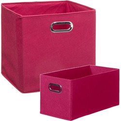 Set van 2x stuks opbergmanden/kastmanden 7 en 29 liter framboos roze van linnen 31 cm - Opbergkisten