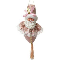 Clayre & Eef Kersthanger Kerstman Roze Textiel