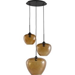 Light&living Hanglamp 3L Ø40x160 cm MAYSON glas bruin-mat zwart