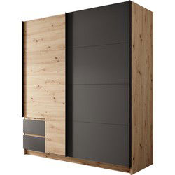 Meubella - Kledingkast Ulan - Eiken - Grijs - 181 cm