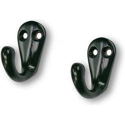 3x Zwarte korte garderobe haakjes / jashaken / kapstokhaakjes metaal 3,3 x 4,1 cm - Kapstokhaken