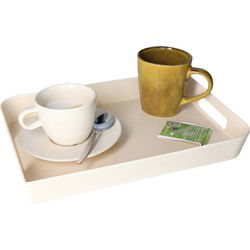 Dienblad/serveerblad rechthoekig 35 x 25 cm beige/creme met handvaten - Dienbladen