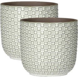 2x Stuks Plantenpotten/bloempotten keramiek wit - D13.5 en H13 cm - Plantenpotten