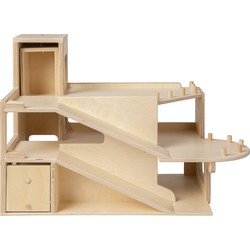 Van Dijk Toys Van Dijk Toys houten speelgoed garage 2 verdiepingen en lift - Naturel (Kinderopvang kwaliteit)