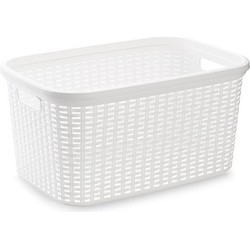 Plasticforte rotan wasmand - 35 liter - wit - kunststof - badkamer - 53 x 36 x 26 cm - Wasmanden