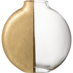 J-line - Vaas Loa Glas Transparant/goud S - 24x5x25.5cm