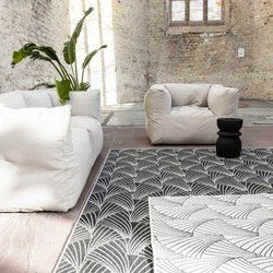 Buitenkleed Deco zwart/wit dubbelzijdig Zwart,Wit - Polypropyleen - 240 x 340 - (XL)