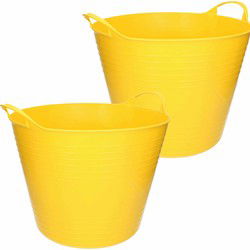 Flexibele emmer - 2x - geel - 27 liter - kunststof - 40 x 35 cm - Wasmanden